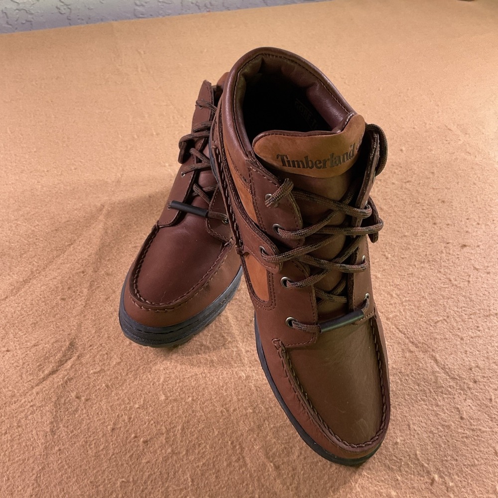 Timberland Brown Leather Moc Toe Ankle Boots Womens 8.5 M 38345 8804